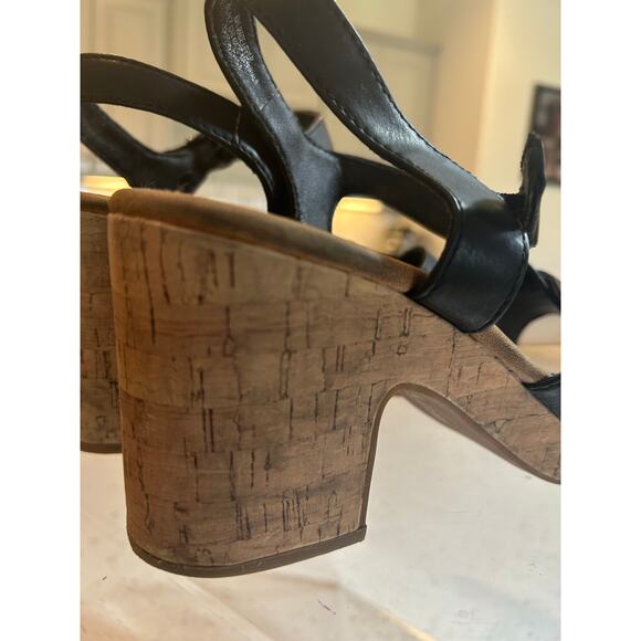 b.o.c. Black Chunky Heel Cork Platform Sandals - Women's 11M - Picture 3 of 6